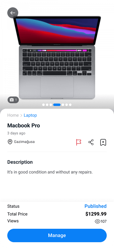 Biliyo product detail, publisher view
