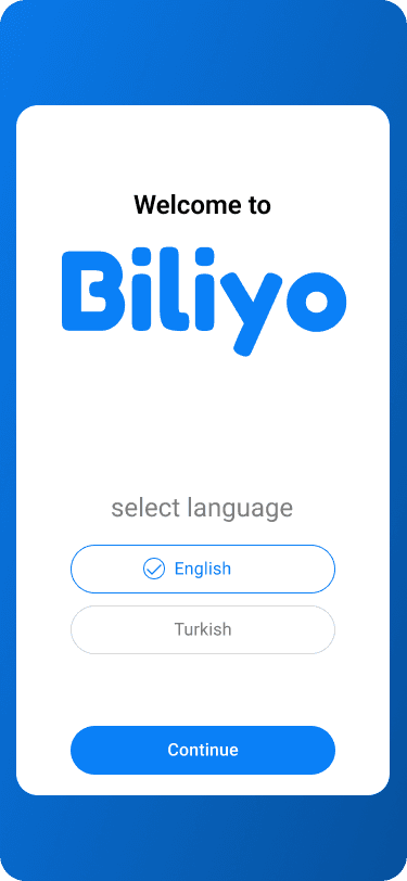 Biliyo onboarding screen