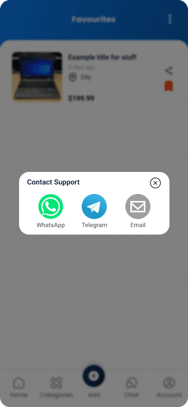 Biliyo contact support screen
