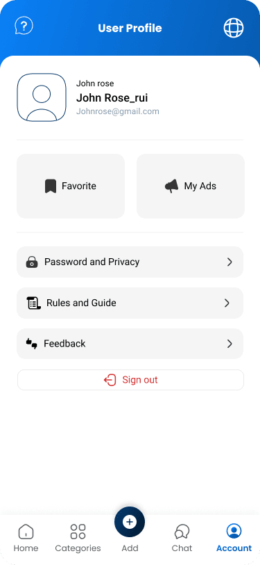 Biliyo profile screen